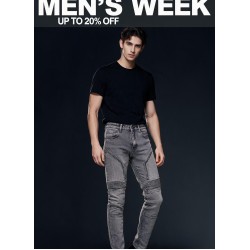 Grey Biker Panel Jeans